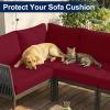imageSmiry Waterproof Patio Cushion Covers Stretch Outdoor Couch Slipcovers Replacement Washable Furniture Protector Sofa Chair Seat Cover for Dogs and Pets 4 Pcs Navy BlueWine Red