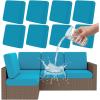 imageSmiry Waterproof Patio Cushion Covers Stretch Outdoor Couch Slipcovers Replacement Washable Furniture Protector Sofa Chair Seat Cover for Dogs and Pets 4 Pcs Navy BlueTeal