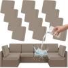 imageSmiry Waterproof Patio Cushion Covers Stretch Outdoor Couch Slipcovers Replacement Washable Furniture Protector Sofa Chair Seat Cover for Dogs and Pets 4 Pcs Navy BlueTaupe