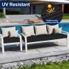 imageSmiry Waterproof Patio Cushion Covers Stretch Outdoor Couch Slipcovers Replacement Washable Furniture Protector Sofa Chair Seat Cover for Dogs and Pets 4 Pcs Navy BlueBlack