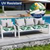 imageSmiry Waterproof Patio Cushion Covers Stretch Outdoor Couch Slipcovers Replacement Washable Furniture Protector Sofa Chair Seat Cover for Dogs and Pets 4 Pcs Navy BlueGreen