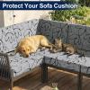 imageSmiry Waterproof Patio Cushion Covers Stretch Outdoor Couch Slipcovers Replacement Washable Furniture Protector Sofa Chair Seat Cover for Dogs and Pets 4 Pcs Navy BlueGrey and Black