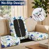 imageSmiry Waterproof Patio Cushion Covers Stretch Outdoor Couch Slipcovers Replacement Washable Furniture Protector Sofa Chair Seat Cover for Dogs and Pets 4 Pcs Navy BlueLight Green