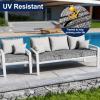 imageSmiry Waterproof Patio Cushion Covers Stretch Outdoor Couch Slipcovers Replacement Washable Furniture Protector Sofa Chair Seat Cover for Dogs and Pets 4 Pcs Navy BlueGrey and Black