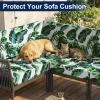 imageSmiry Waterproof Patio Cushion Covers Stretch Outdoor Couch Slipcovers Replacement Washable Furniture Protector Sofa Chair Seat Cover for Dogs and Pets 4 Pcs Navy BlueGreen