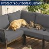 imageSmiry Waterproof Patio Cushion Covers Stretch Outdoor Couch Slipcovers Replacement Washable Furniture Protector Sofa Chair Seat Cover for Dogs and Pets 4 Pcs Navy BlueGrey