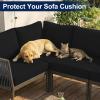 imageSmiry Waterproof Patio Cushion Covers Stretch Outdoor Couch Slipcovers Replacement Washable Furniture Protector Sofa Chair Seat Cover for Dogs and Pets 4 Pcs Navy BlueBlack