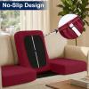 imageSmiry Waterproof Patio Cushion Covers Stretch Outdoor Couch Slipcovers Replacement Washable Furniture Protector Sofa Chair Seat Cover for Dogs and Pets 4 Pcs Navy BlueWine Red