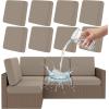 imageSmiry Waterproof Patio Cushion Covers Stretch Outdoor Couch Slipcovers Replacement Washable Furniture Protector Sofa Chair Seat Cover for Dogs and Pets 4 Pcs Navy BlueTaupe