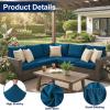 imageSmiry Waterproof Patio Cushion Covers Stretch Outdoor Couch Slipcovers Replacement Washable Furniture Protector Sofa Chair Seat Cover for Dogs and Pets 4 Pcs Navy BluePeacock Blue