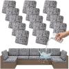 imageSmiry Waterproof Patio Cushion Covers Stretch Outdoor Couch Slipcovers Replacement Washable Furniture Protector Sofa Chair Seat Cover for Dogs and Pets 4 Pcs Navy BlueGrey and Black
