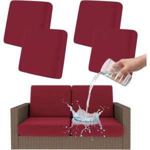 imageSmiry Waterproof Patio Cushion Covers Stretch Outdoor Couch Slipcovers Replacement Washable Furniture Protector Sofa Chair Seat Cover for Dogs and Pets 4 Pcs Navy BlueWine Red