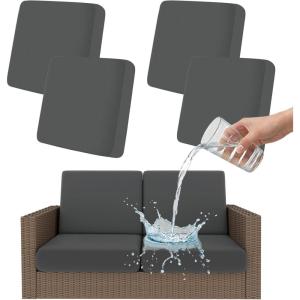 imageSmiry Waterproof Patio Cushion Covers Stretch Outdoor Couch Slipcovers Replacement Washable Furniture Protector Sofa Chair Seat Cover for Dogs and Pets 4 Pcs Navy BlueDark Grey