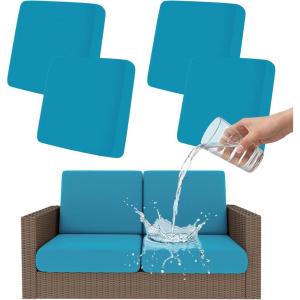 imageSmiry Waterproof Patio Cushion Covers Stretch Outdoor Couch Slipcovers Replacement Washable Furniture Protector Sofa Chair Seat Cover for Dogs and Pets 4 Pcs Navy BlueTeal