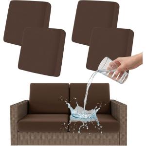 imageSmiry Waterproof Patio Cushion Covers Stretch Outdoor Couch Slipcovers Replacement Washable Furniture Protector Sofa Chair Seat Cover for Dogs and Pets 4 Pcs Navy BlueCoffee