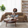 imageSmiry Couch Cover for Dogs Washable Chenille Sofa Covers for 3 Cushion Couch Soft Sofa Slipcover for Pets Thick Sectional Furniture Protector with Tassels Chocolate 71x118 InchChocolate
