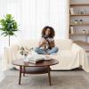 imageSmiry Couch Cover for Dogs Washable Chenille Sofa Covers for 3 Cushion Couch Soft Sofa Slipcover for Pets Thick Sectional Furniture Protector with Tassels Chocolate 71x118 InchBeige