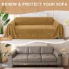 imageSmiry Couch Cover for Dogs Washable Chenille Sofa Covers for 3 Cushion Couch Soft Sofa Slipcover for Pets Thick Sectional Furniture Protector with Tassels Chocolate 71x118 InchYellow