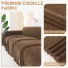 imageSmiry Couch Cover for Dogs Washable Chenille Sofa Covers for 3 Cushion Couch Soft Sofa Slipcover for Pets Thick Sectional Furniture Protector with Tassels Chocolate 71x118 InchChocolate