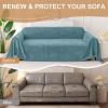 imageSmiry Couch Cover for Dogs Washable Chenille Sofa Covers for 3 Cushion Couch Soft Sofa Slipcover for Pets Thick Sectional Furniture Protector with Tassels Chocolate 71x118 InchBlue