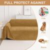 imageSmiry Couch Cover for Dogs Washable Chenille Sofa Covers for 3 Cushion Couch Soft Sofa Slipcover for Pets Thick Sectional Furniture Protector with Tassels Chocolate 71x118 InchYellow