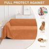 imageSmiry Couch Cover for Dogs Washable Chenille Sofa Covers for 3 Cushion Couch Soft Sofa Slipcover for Pets Thick Sectional Furniture Protector with Tassels Chocolate 71x118 InchOrange