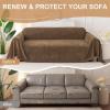imageSmiry Couch Cover for Dogs Washable Chenille Sofa Covers for 3 Cushion Couch Soft Sofa Slipcover for Pets Thick Sectional Furniture Protector with Tassels Chocolate 71x118 InchChocolate