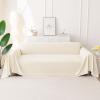 imageSmiry Couch Cover for Dogs Washable Chenille Sofa Covers for 3 Cushion Couch Soft Sofa Slipcover for Pets Thick Sectional Furniture Protector with Tassels Chocolate 71x118 InchBeige