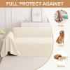 imageSmiry Couch Cover for Dogs Washable Chenille Sofa Covers for 3 Cushion Couch Soft Sofa Slipcover for Pets Thick Sectional Furniture Protector with Tassels Chocolate 71x118 InchBeige