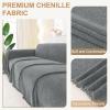 imageSmiry Couch Cover for Dogs Washable Chenille Sofa Covers for 3 Cushion Couch Soft Sofa Slipcover for Pets Thick Sectional Furniture Protector with Tassels Chocolate 71x118 InchGrey