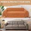 imageSmiry Couch Cover for Dogs Washable Chenille Sofa Covers for 3 Cushion Couch Soft Sofa Slipcover for Pets Thick Sectional Furniture Protector with Tassels Chocolate 71x118 InchOrange