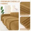 imageSmiry Couch Cover for Dogs Washable Chenille Sofa Covers for 3 Cushion Couch Soft Sofa Slipcover for Pets Thick Sectional Furniture Protector with Tassels Chocolate 71x118 InchYellow