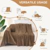 imageSmiry Couch Cover for Dogs Washable Chenille Sofa Covers for 3 Cushion Couch Soft Sofa Slipcover for Pets Thick Sectional Furniture Protector with Tassels Chocolate 71x118 InchChocolate