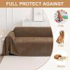 imageSmiry Couch Cover for Dogs Washable Chenille Sofa Covers for 3 Cushion Couch Soft Sofa Slipcover for Pets Thick Sectional Furniture Protector with Tassels Chocolate 71x118 InchChocolate