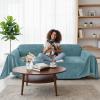 imageSmiry Couch Cover for Dogs Washable Chenille Sofa Covers for 3 Cushion Couch Soft Sofa Slipcover for Pets Thick Sectional Furniture Protector with Tassels Blue 71x118 Inch