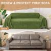 imageSmiry Couch Cover for Dogs Washable Chenille Sofa Covers for 3 Cushion Couch Soft Sofa Slipcover for Pets Thick Sectional Furniture Protector with Tassels Chocolate 71x118 InchGreen