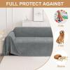 imageSmiry Couch Cover for Dogs Washable Chenille Sofa Covers for 3 Cushion Couch Soft Sofa Slipcover for Pets Thick Sectional Furniture Protector with Tassels Chocolate 71x118 InchGrey