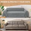 imageSmiry Couch Cover for Dogs Washable Chenille Sofa Covers for 3 Cushion Couch Soft Sofa Slipcover for Pets Thick Sectional Furniture Protector with Tassels Chocolate 71x118 InchGrey