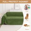 imageSmiry Couch Cover for Dogs Washable Chenille Sofa Covers for 3 Cushion Couch Soft Sofa Slipcover for Pets Thick Sectional Furniture Protector with Tassels Chocolate 71x118 InchGreen