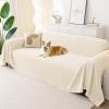imageSmiry Couch Cover for Dogs Washable Chenille Sofa Covers for 3 Cushion Couch Soft Sofa Slipcover for Pets Thick Sectional Furniture Protector with Tassels Chocolate 71x118 InchBeige