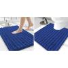 imageSmiry Bathroom Rugs Mat Set 2 Piece 24X16UShaped 24x20 Extra Soft Absorbent Non Slip Rubber Backing Machine Washable Quick Dry Chenille Bath Rug Set for Tub Shower and FloorRoyal Blue