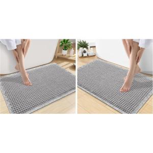imageSmiry Bathroom Rugs Set 2 Piece30x20 Plus 30x18 Extra Soft Absorbent Bath Mats Non Slip Machine Washable Quick Dry Bath Rugs for Bathroom Floor Tub Shower Light Grey