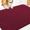 image:imageSmiry Dog Door Mat for Muddy Paws 24x16 Absorbent Microfiber Dirt Trapper Pet Doormat NonSlip Washable Quick Dry Chenille Front Door Mat Entryway Rug for Indoor and Outdoor GreyBurgundy