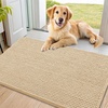 image:imageSmiry Dog Door Mat for Muddy Paws 24x16 Absorbent Microfiber Dirt Trapper Pet Doormat NonSlip Washable Quick Dry Chenille Front Door Mat Entryway Rug for Indoor and Outdoor GreyBeige