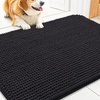 image:imageSmiry Dog Door Mat for Muddy Paws 24x16 Absorbent Microfiber Dirt Trapper Pet Doormat NonSlip Washable Quick Dry Chenille Front Door Mat Entryway Rug for Indoor and Outdoor GreyBlack