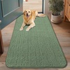 image:imageSmiry Dog Door Mat for Muddy Paws 24x16 Absorbent Microfiber Dirt Trapper Pet Doormat NonSlip Washable Quick Dry Chenille Front Door Mat Entryway Rug for Indoor and Outdoor GreyOlive Green