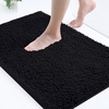 image:imageSmiry Luxury Chenille Bath Rug Set 2 Piece Extra Soft and Absorbent Shaggy Bathroom Mat Rugs Machine Washable NonSlip Plush Carpet Runner for Tub Shower and Bath Room24x1636x 24Black
