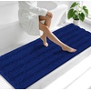 image:imageSmiry Thick Chenille Bathroom Rugs 30x20 Extra Soft Absorbent Striped Bath Rugs Rubber Backing Machine Wash Dry Bath Mats for Bathroom Floor Tub Shower Home Decor Accessories GreyNavy