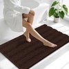 image:imageSmiry Thick Chenille Bathroom Rugs 30x20 Extra Soft Absorbent Striped Bath Rugs Rubber Backing Machine Wash Dry Bath Mats for Bathroom Floor Tub Shower Home Decor Accessories GreyBrown
