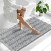 image:imageSmiry Thick Chenille Bathroom Rugs 30x20 Extra Soft Absorbent Striped Bath Rugs Rubber Backing Machine Wash Dry Bath Mats for Bathroom Floor Tub Shower Home Decor Accessories GreyLight Grey